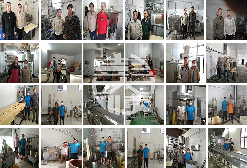 彭大順豆腐機廠家專業(yè)技術人員上門安裝調(diào)試之后與客戶合照